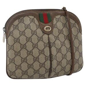 Authentic GUCCI GG Supreme Web Sherry Line Bag PVC Beige Gold 904 02 047